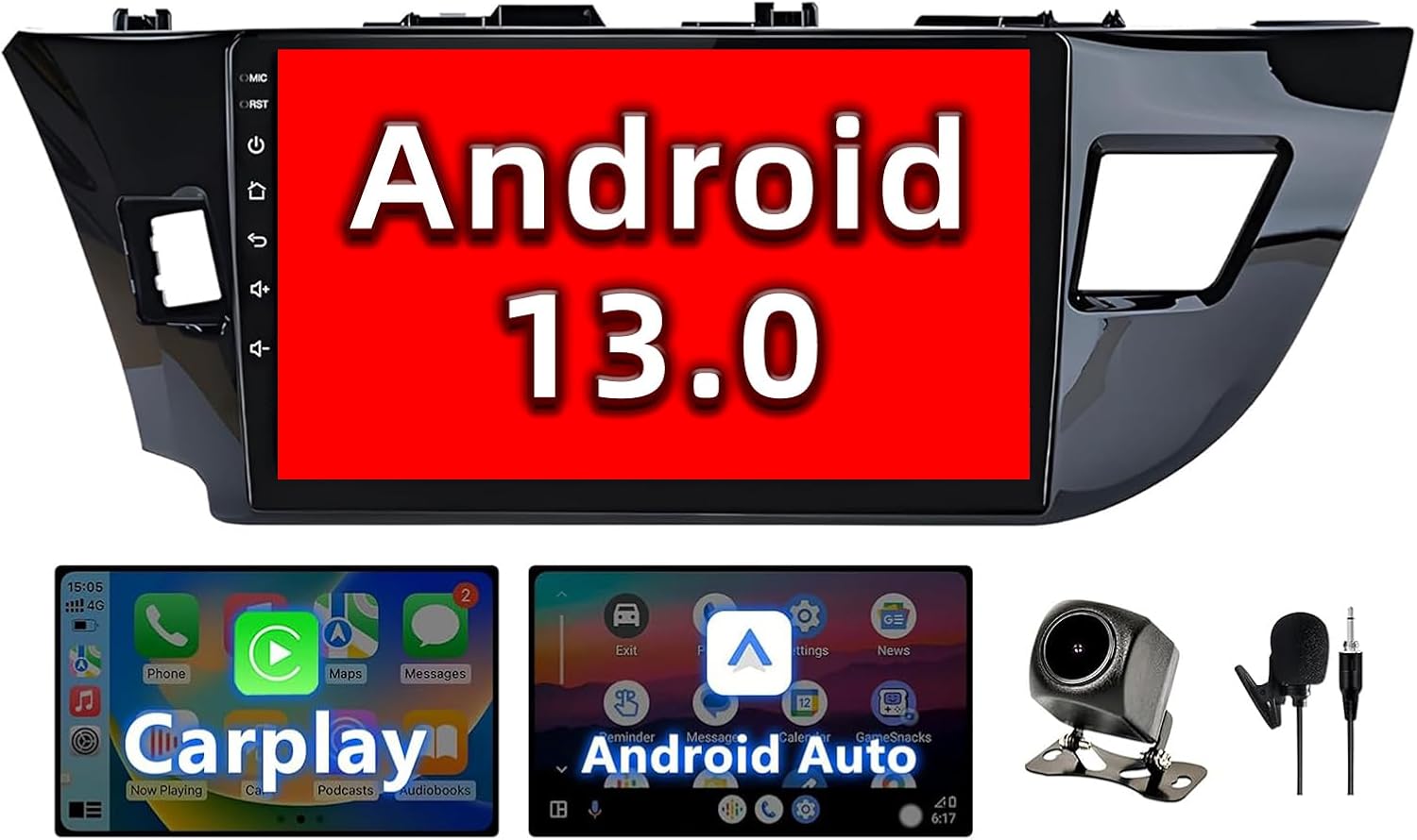 BINIZE Android 13 Car Stereo Radio Head Unit Compatible with Toyota Corolla 2014 2015 2016 Wireless Carplay&Android Auto, 10 Inch Touchscreen Bluetooth Navigation,FM Radio,Mirror Link,Backup Camera