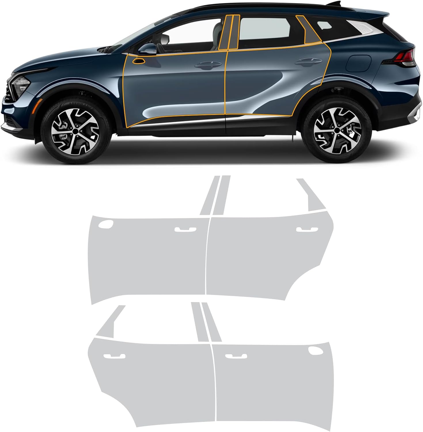 FDIAUN for Kia Sportage 2023 2024 PPF Precut Car Paint Protective Film Self Healing TPU HD Film Scratch Protector Exterior Accessories (Door + B-Pillar 10Pcs)
