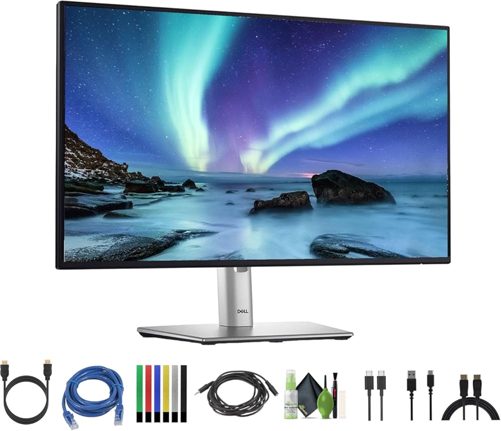 Dell P2424HT 23.8″ Full HD (1920×1080) Multi-Touch Screen Monitor | 10-Point Touch, USB-C Connectivity, Height-Adjustable Stand + Network Cable + Headphone Extender + HDMI Cable + Cleaning Kit + More