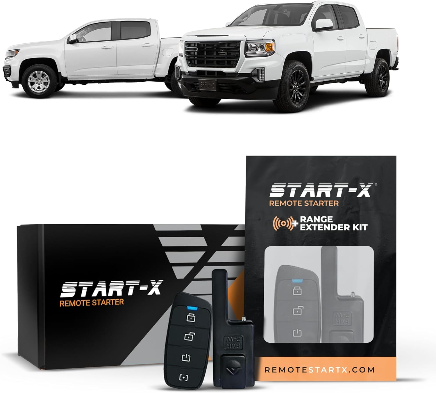 Start-X Remote Starter Kit + 3000ft 2 Way Range Extender for Chevy Colorado & GMC Canyon (2015, 2016, 2017, 2018, 2019, 2020, 2021, 2022) Trucks with Key Ignition