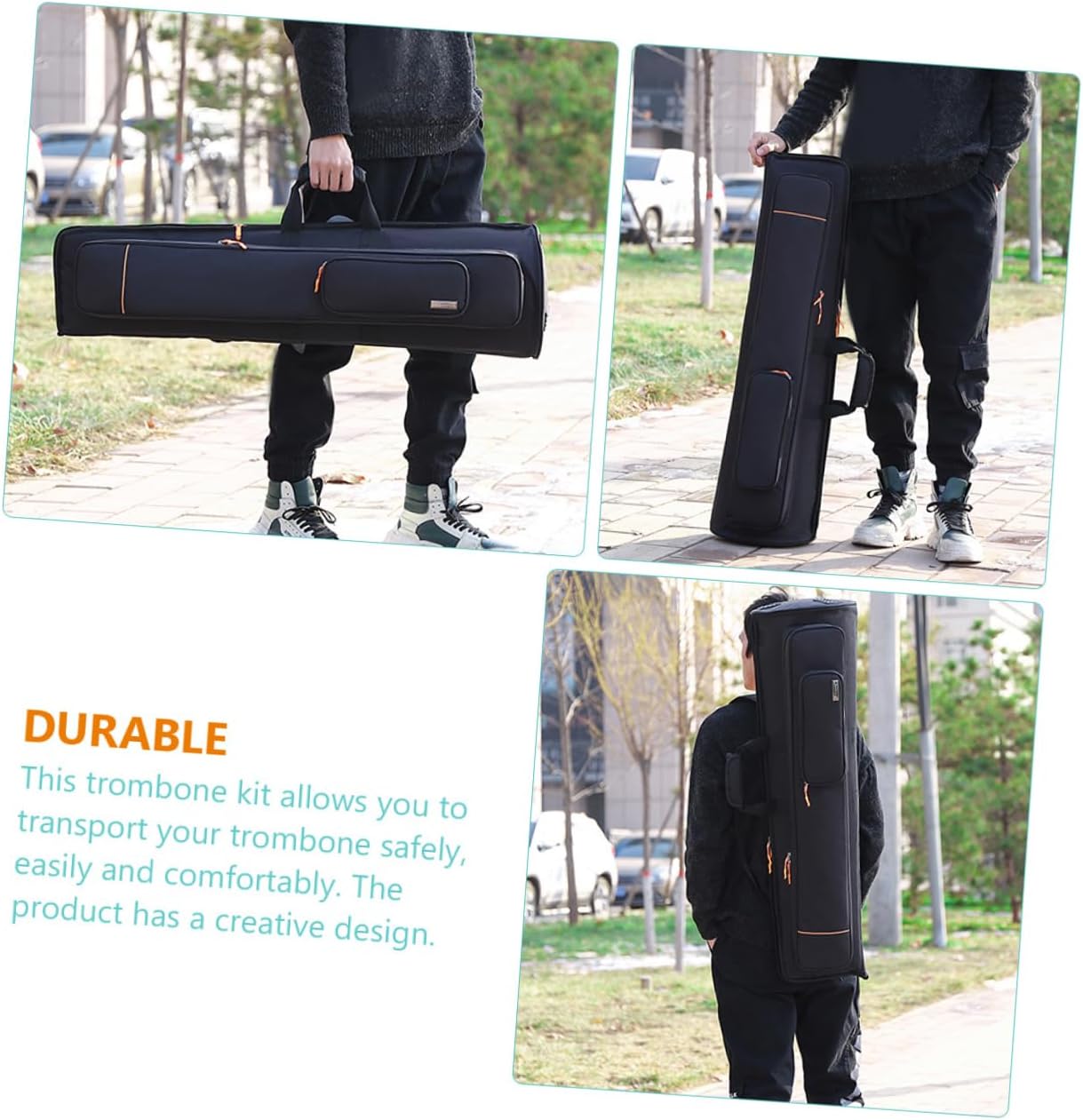 YARNOW Trombone Bag Large Capacity Oxford Cloth Storage Case Portable Backpack Handheld for Musicians Beginner Protective Cover