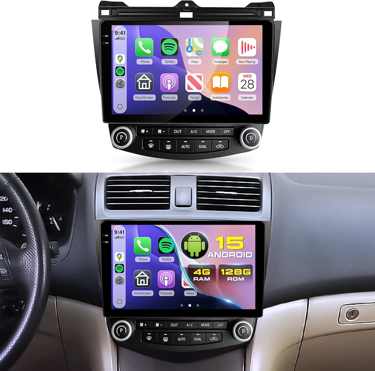 for Honda Accord 7th 2003-2007 Android Car Radio Stereo with Wireless Carplay/Android Auto 10.1