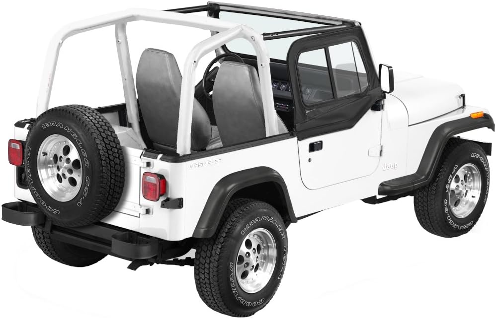 Bestop Upper Door Sliders - Jeep '88-95 Wrangler YJ (Square Upper Rear Corner, Black Denim; Single Sliding Window)