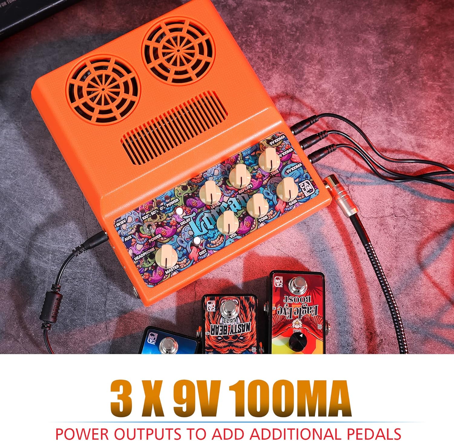 Caline 20W Electric Guitar Amp and Bass Amplifer Kits Rechargeable Mini Guitar Amplifer Combo for Desktop Practice with Distortion, Delay, Aux in and Headphone Jack