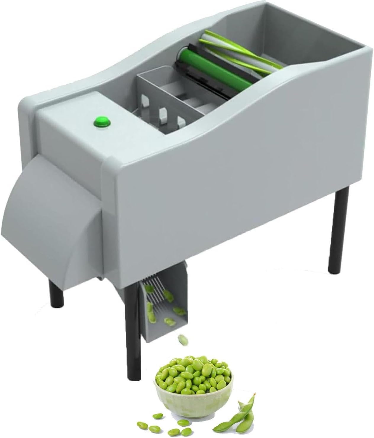 Commercial Electric Pea Sheller,22lbs/H Semi-Automatic Bean Shelling Machine,Double Drum Design,Stainless Steel for Peas,Beans & Vegetable Vendors