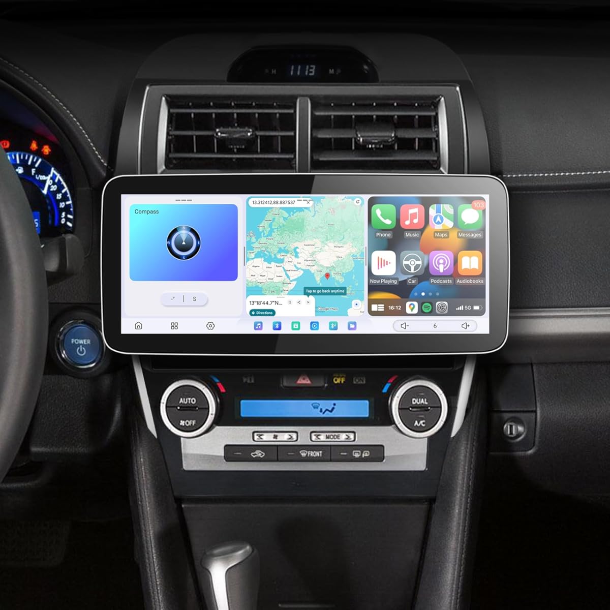 JOYING Car Radio for Toyota Camry 2012 2013 2014, Android 13 Car Stereo 12.3 Inch QLED Touch Screen 12GB+256GB with Carplay & Android Auto, AM/FM, GPS, 5G WiFi(JY-TT907N12)