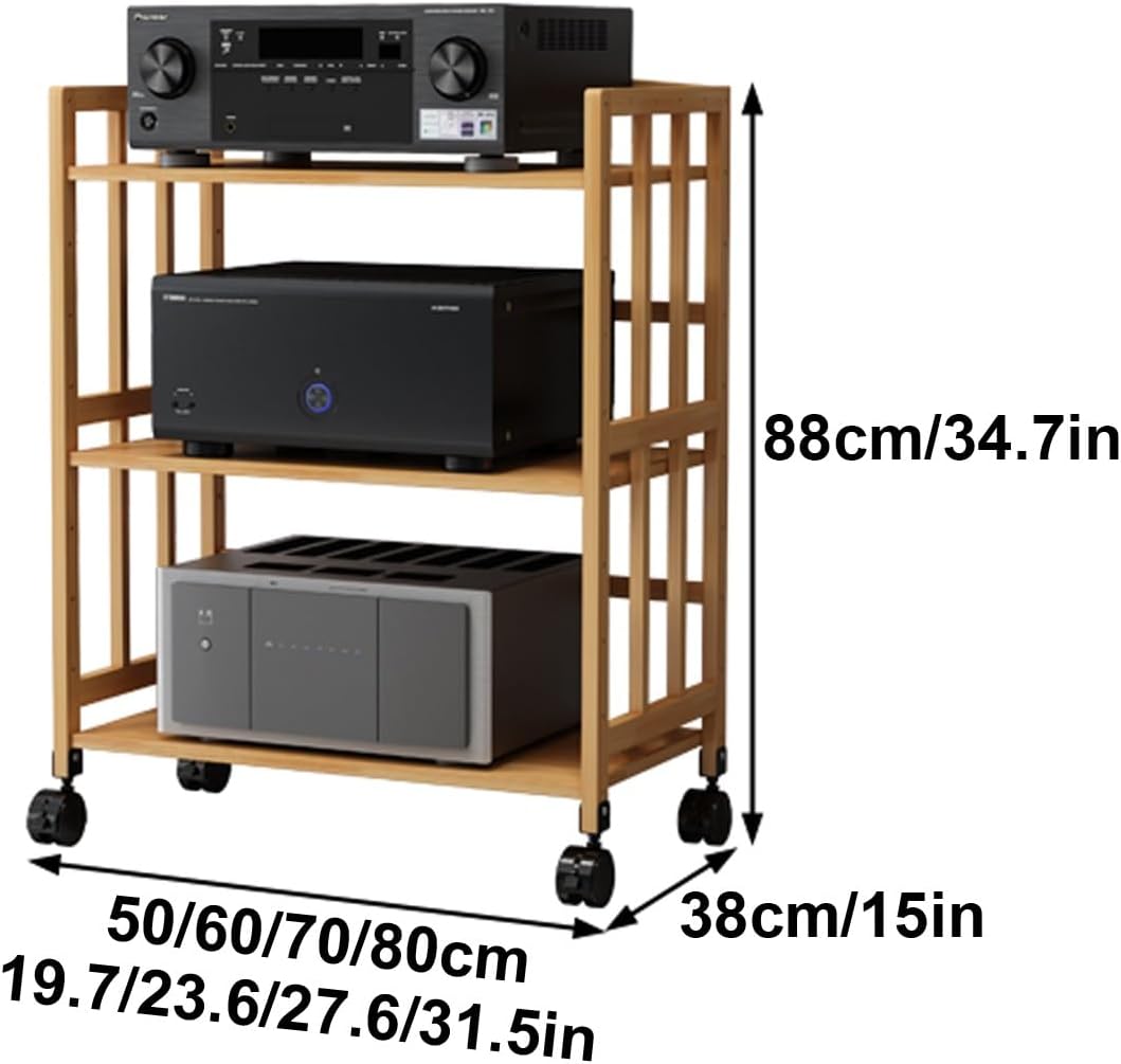 Speaker Shelf Wall Mount Entertainment Stand, Vinyl Record Shelf for Bedroom, 5-Tier Shelves Audio Video Record Player Stand Cabinet, for Living Room & Bedroom(Wood Color,60 * 38 * 80cm)