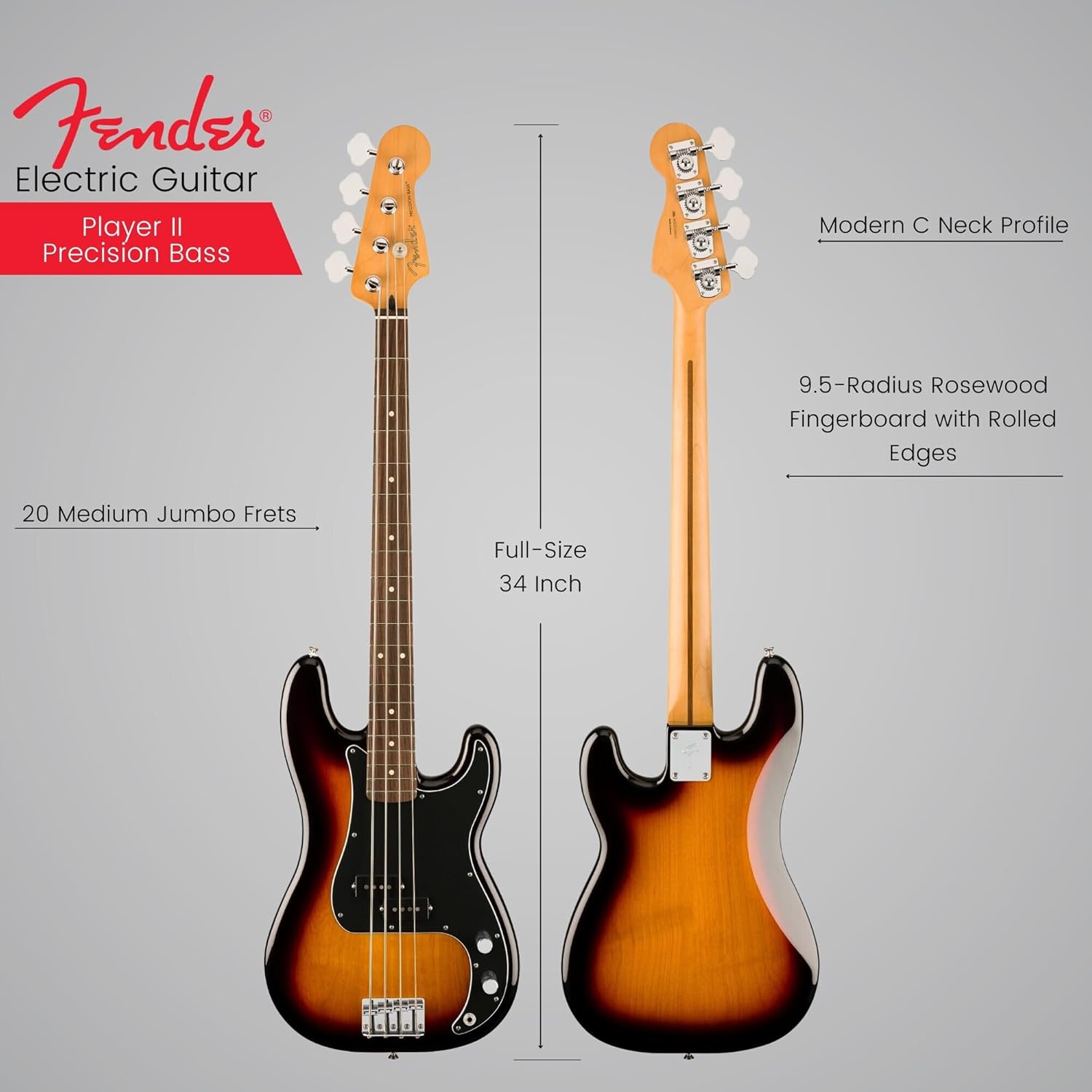 Fender Player II Precision Bass - 3-color Sunburst