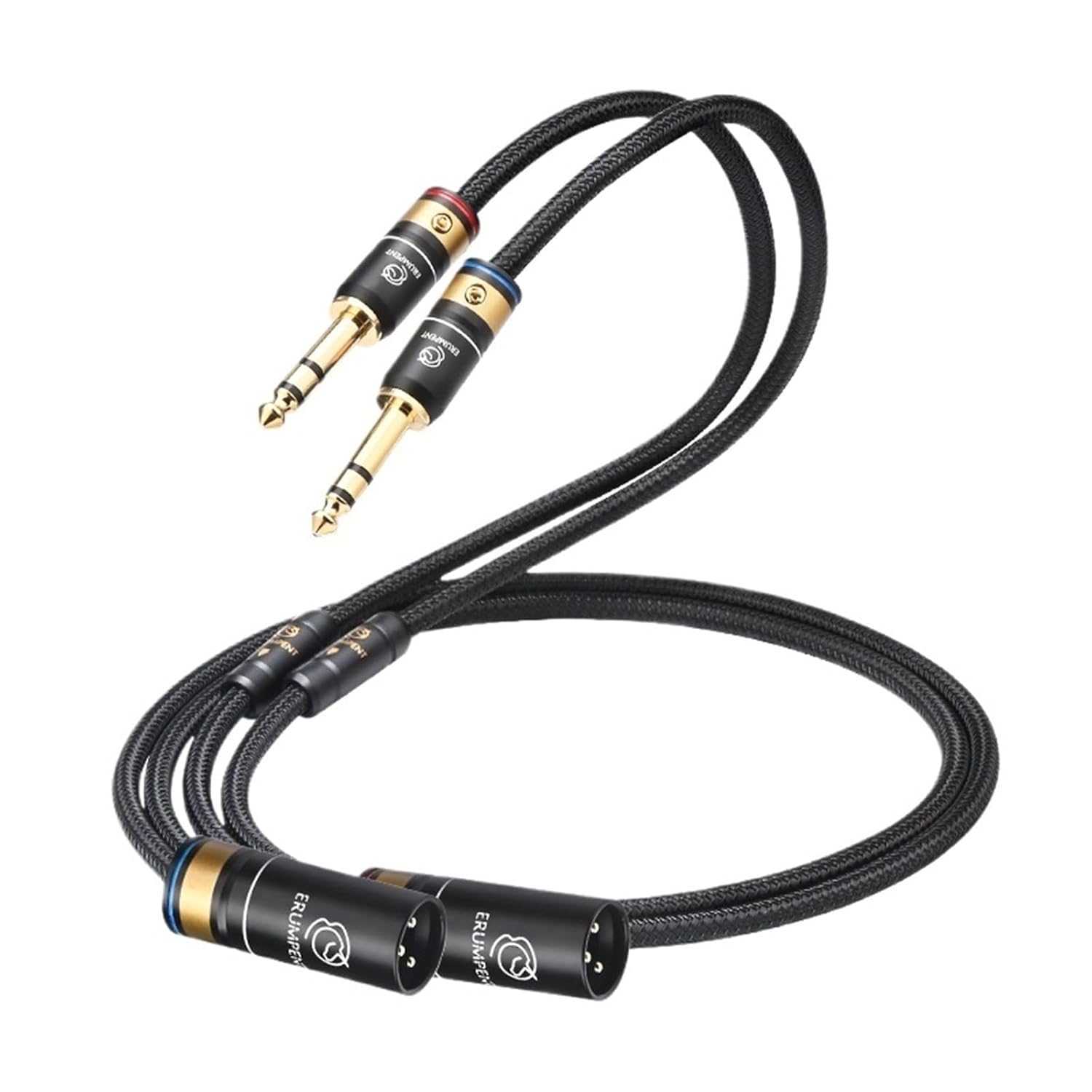 HiFi 6N OCC 6.35mm TRS to XLR HiFi Audio Stereo Cable Dual 6.5mm 1/4 Inch to 2XLR Balanced Speaker Microphone Amplifier Cable(1.5m)