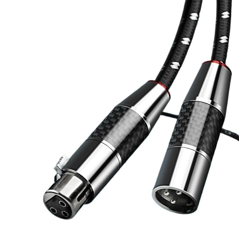 XLR Audio Cable Stereo High Purity 6N OFC Gold Plated XLR Plug Male to Female for Microphone Mixer Carbon Fiber Plug(5M)