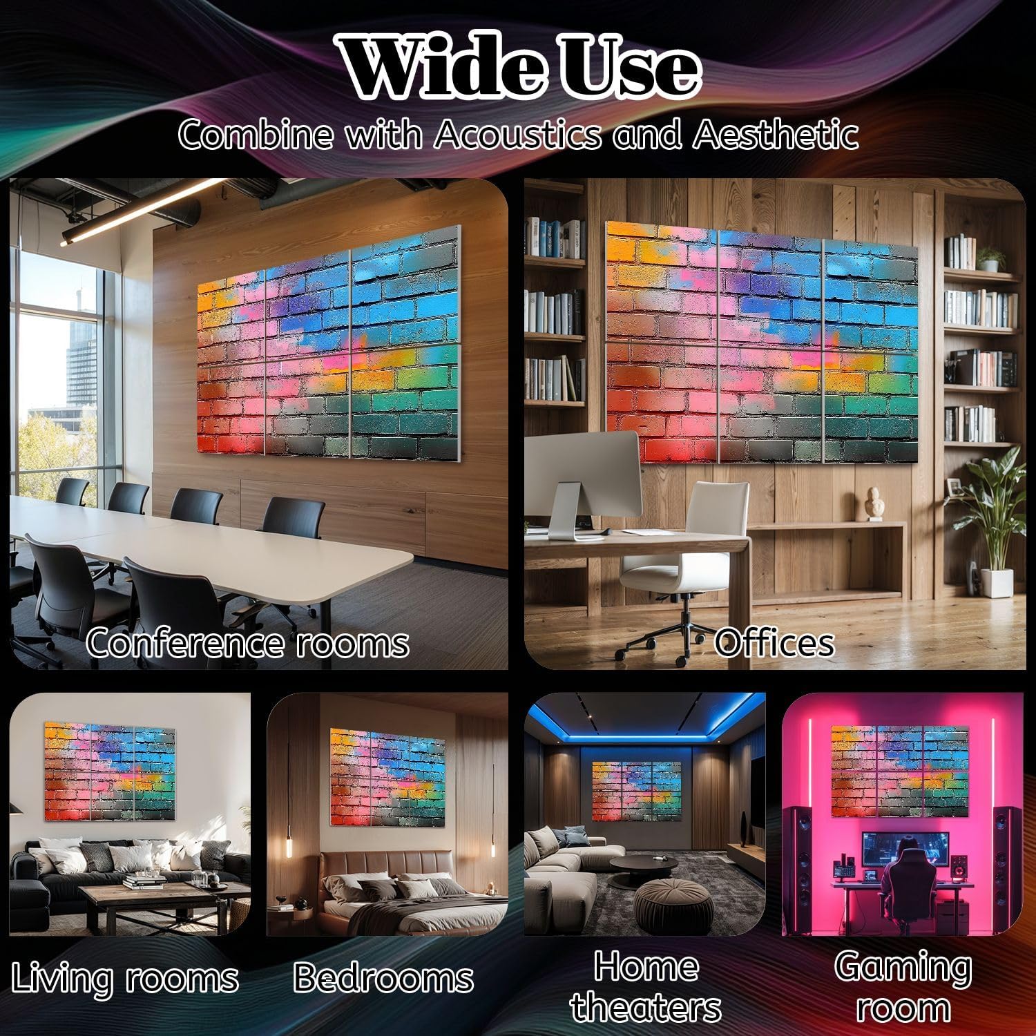 6 Pack Art Acoustic Panels graffiti wall brick wall pictures royalty photos Sound Absorbing Panel 48