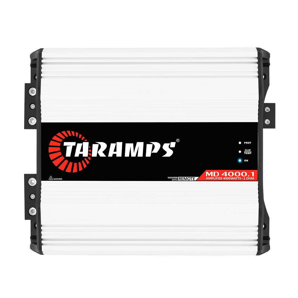 Taramps MD 4000.1 1 Ohm Car Audio Amplifier, 4000W RMS Full Range Digital Monoblock Class D Mosfet Amp, Crossover High/Low Pass Filter, Bass Boost, Gain Control LED Power Indicator, High Performance