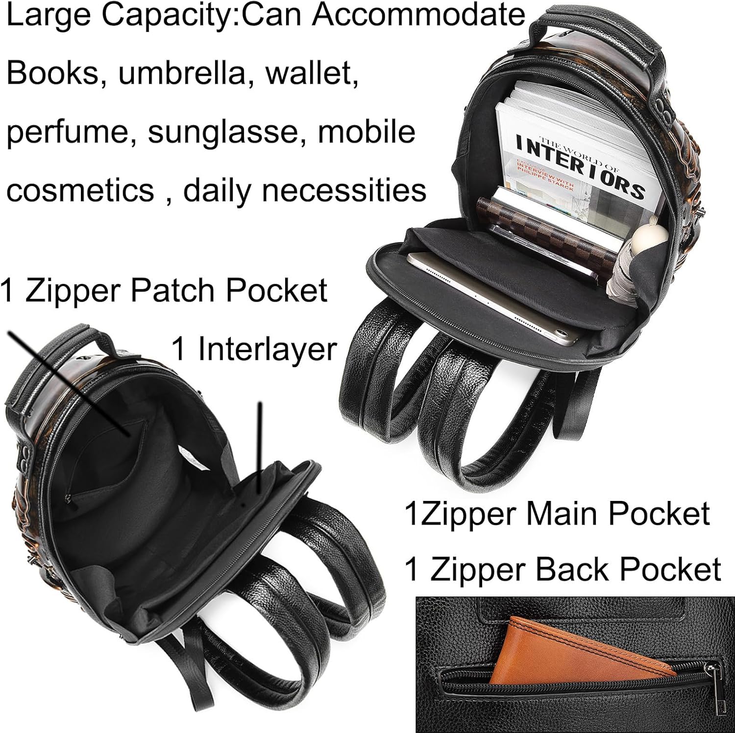 Men and Women Cool Xenomorph Shaped Backpack PVC Unique Novelty Alien Purse