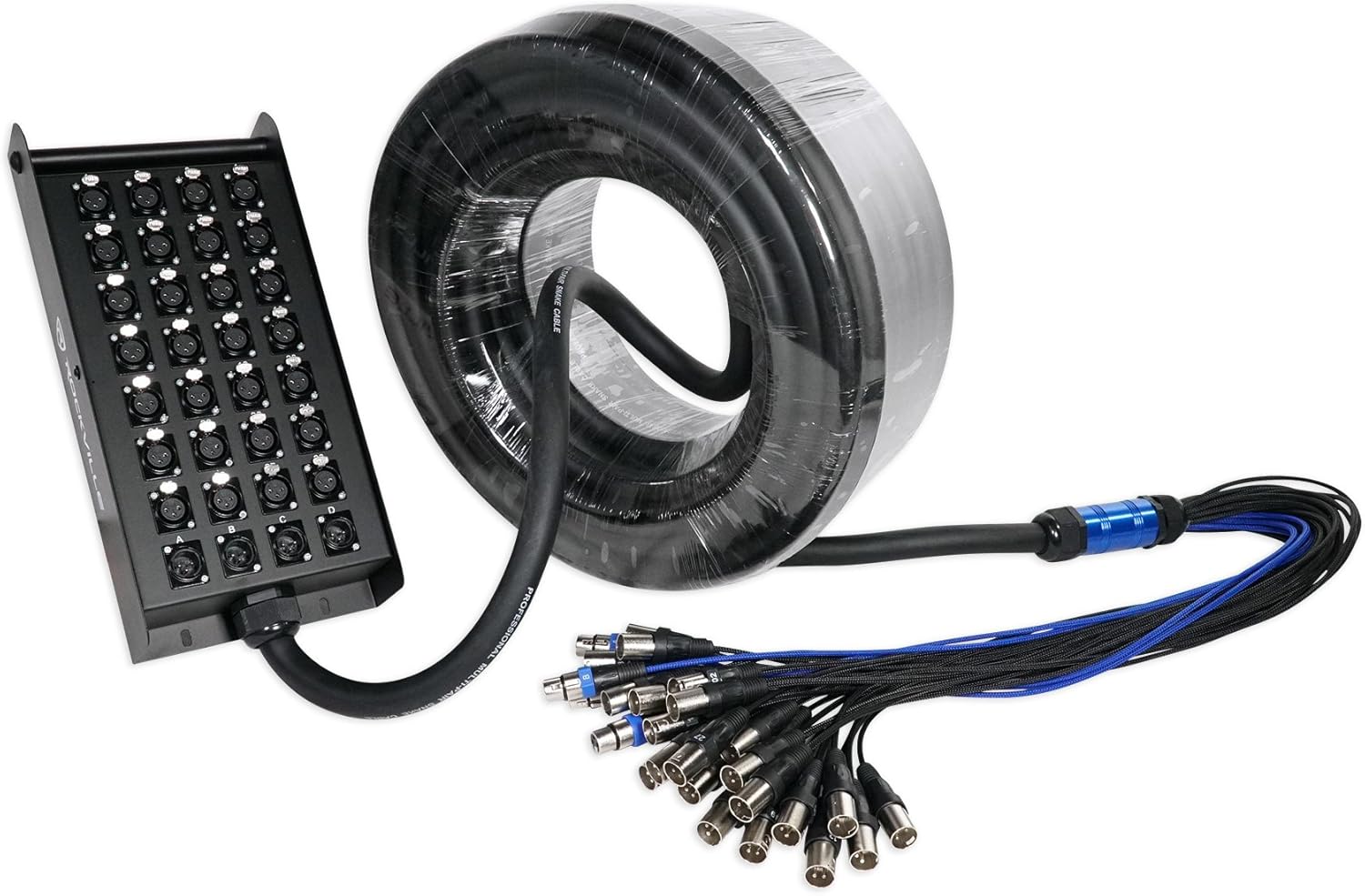 Rockville SX32100 32 Channel XLR Snake Cable (4 Returns), 100 Ft, 100% OFC, Durable Build, Low Noise, High Flexibility, for Live Sound and Studio Recording