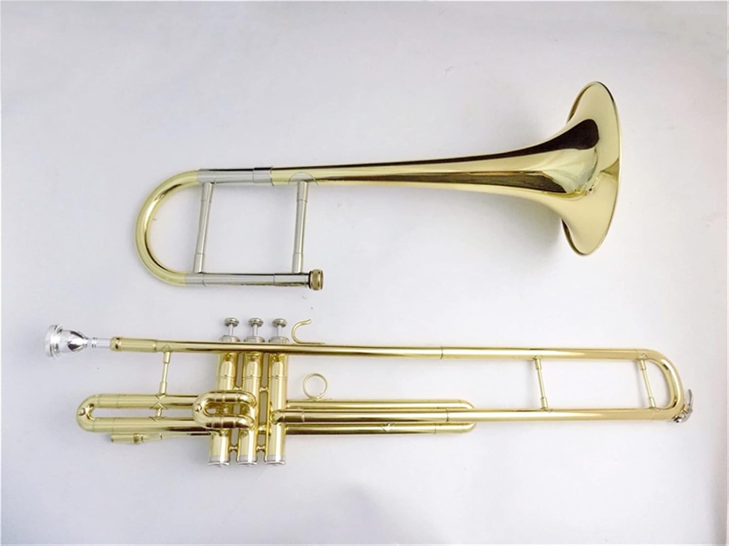 Standard Trombone EB Trombone Musical Instruments with Case and Mouthpiece Yellow Brass Piston Trombone Lacquer Nickel Silver Valve Trombone