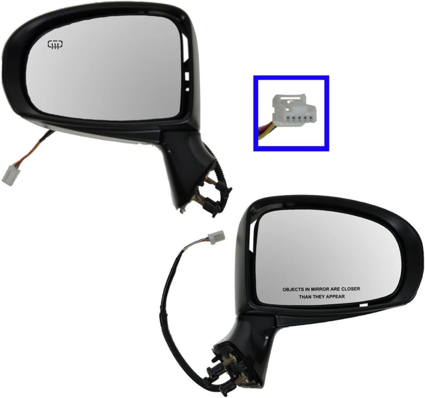 TRQ 2 Piece Driver and Passenger Side Mirror Assembly Set Electric Adjustment Heated No Memory Black Compatible with 2009-2012 Toyota Venza TO1320258 TO1321258