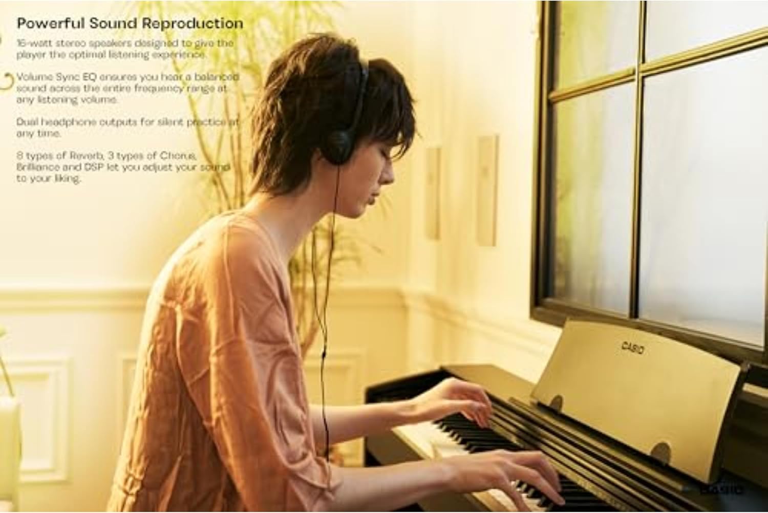 Casio Privia PX-770 – 88-Key Weighted Console Digital Piano | Tri-Sensor II Scaled Hammer Action Keys | AiR Sound Source, 19 Tones, Concert Play, 16W Stereo Speakers, USB-MIDI | Elegant Brown Cabinet