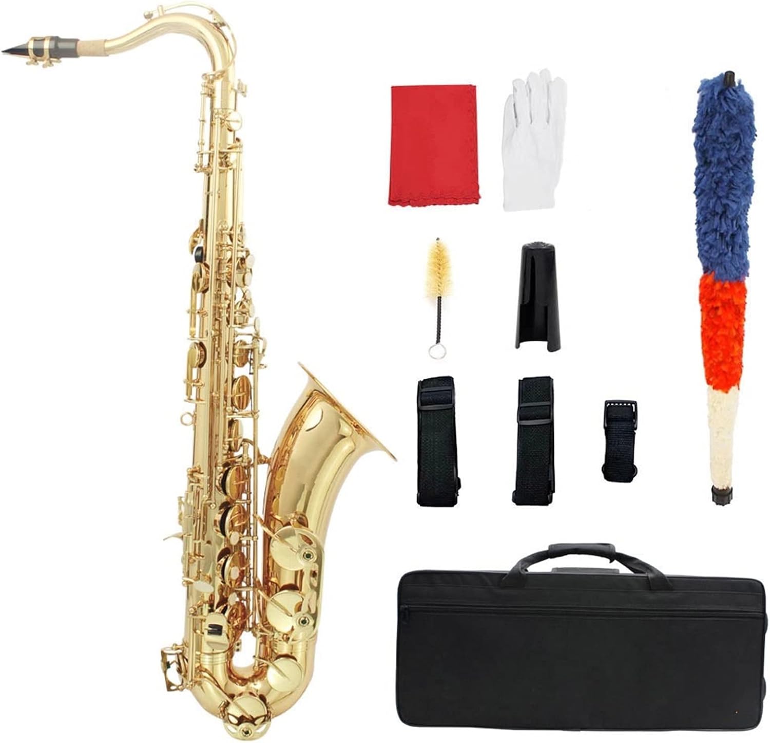 Professional Bb Tenor Saxophone Brass Lacquered Gold B Flat Sax Woodwind Instrument with Accessories (Color : 2)