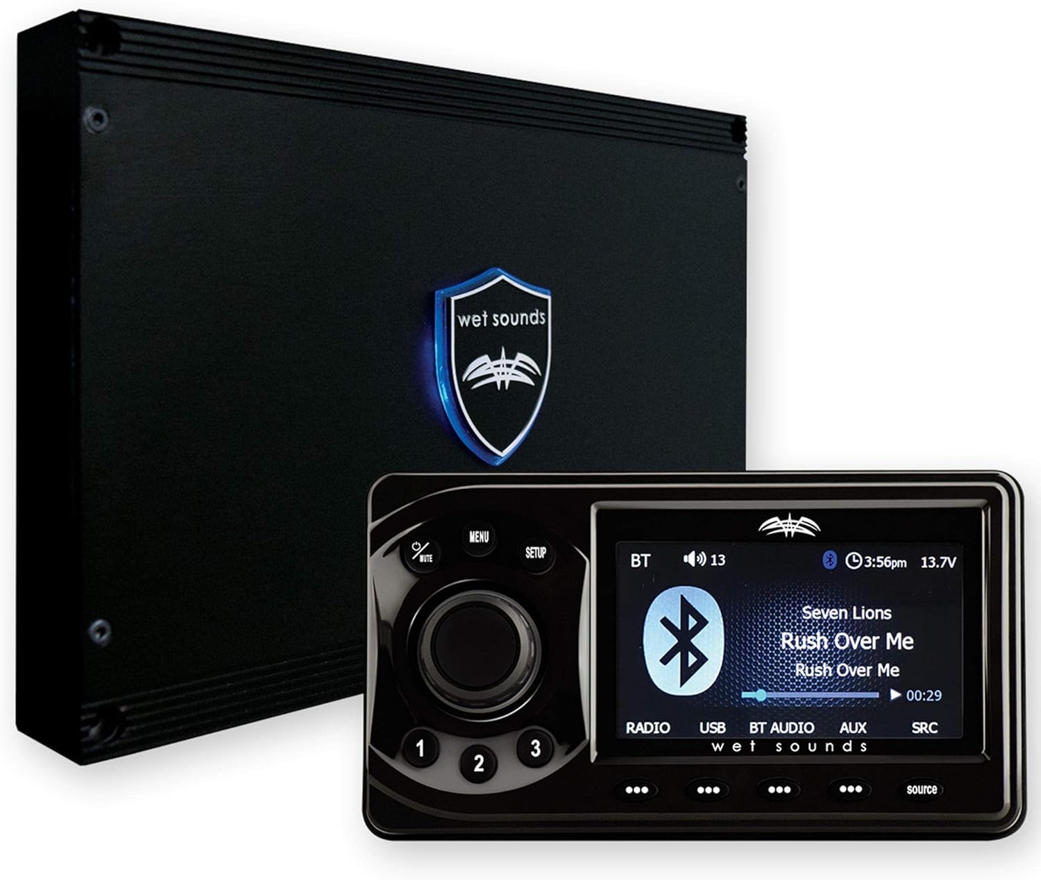 wet sounds WS-MC1: Marine Media System with Full-Color LCD Display, Bluetooth, 4-Zone Control (Renewed)