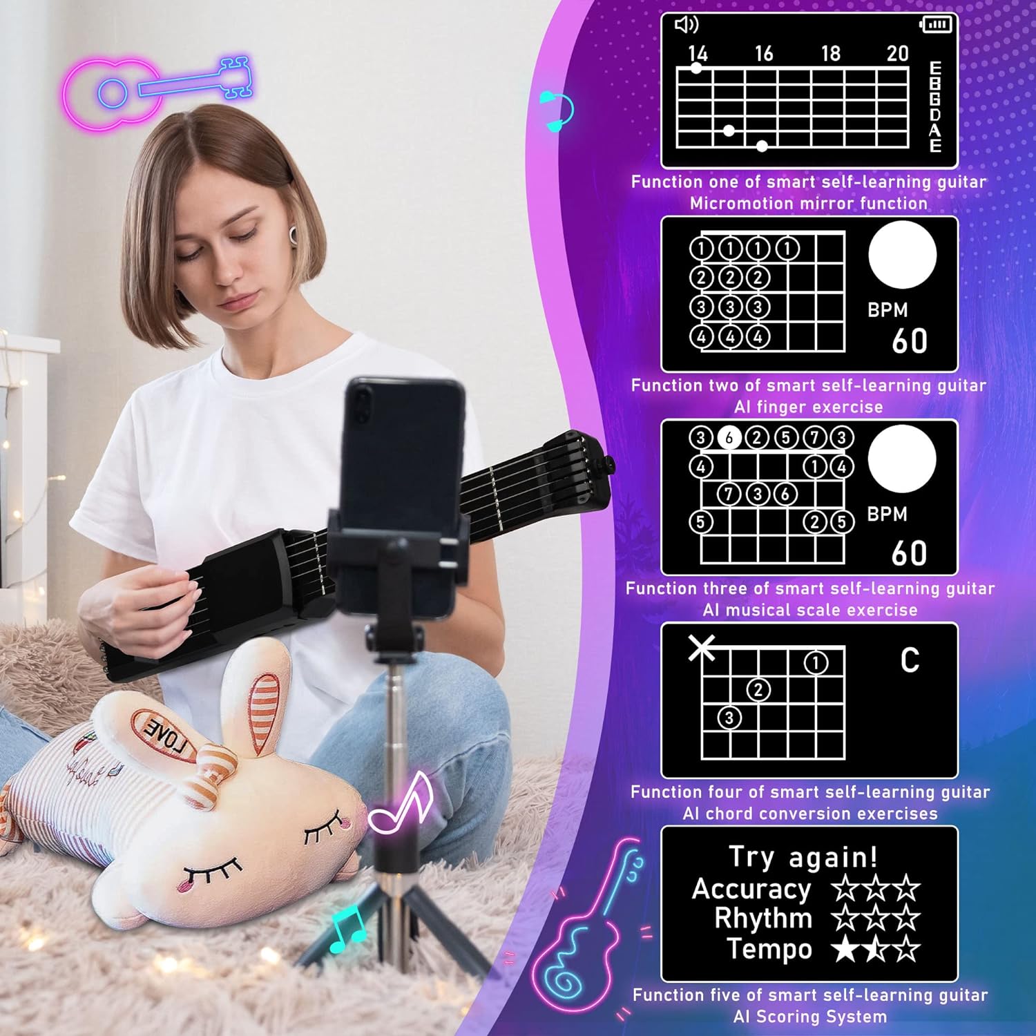 Smart Midi Guitar, black (SG7)