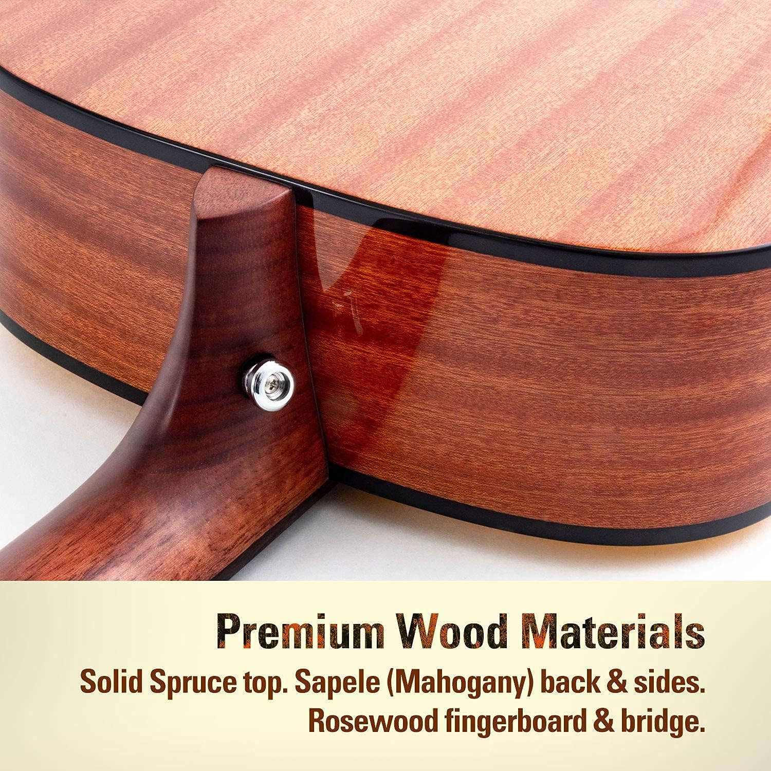 SIGMA 40” Acoustic Guitar, OOO, 4/4 Full-Size, with D'Addario EXP16 Strings, Solid Spruce Top, Vintage Tinted Gloss, Mahogany Back & Sides, Right(10A)