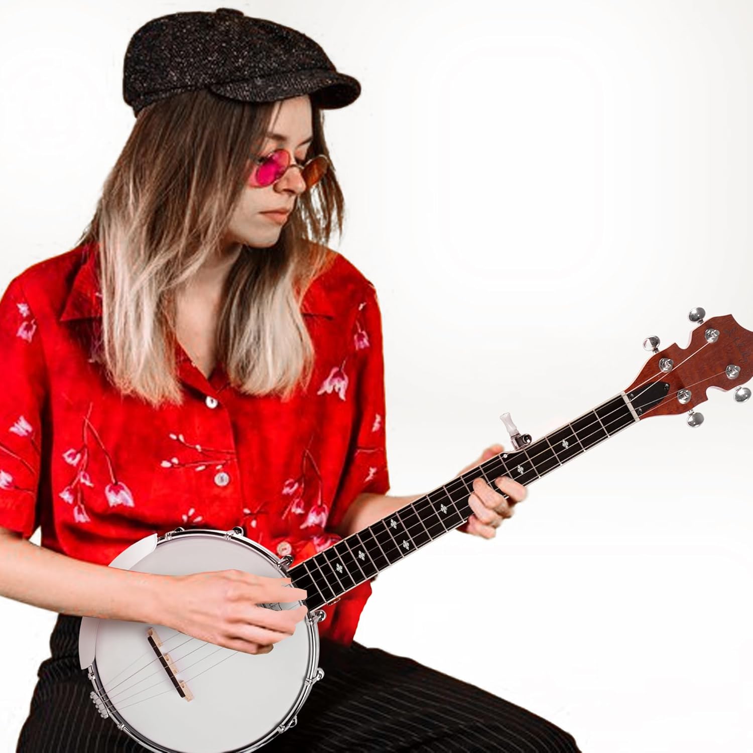 Mulucky 5 String Banjo Mini - 26 Inch Travel Banjo Sapele Body Closed Solid Back Beginner Kit With Gig Bag Picks Strings Strap - B807