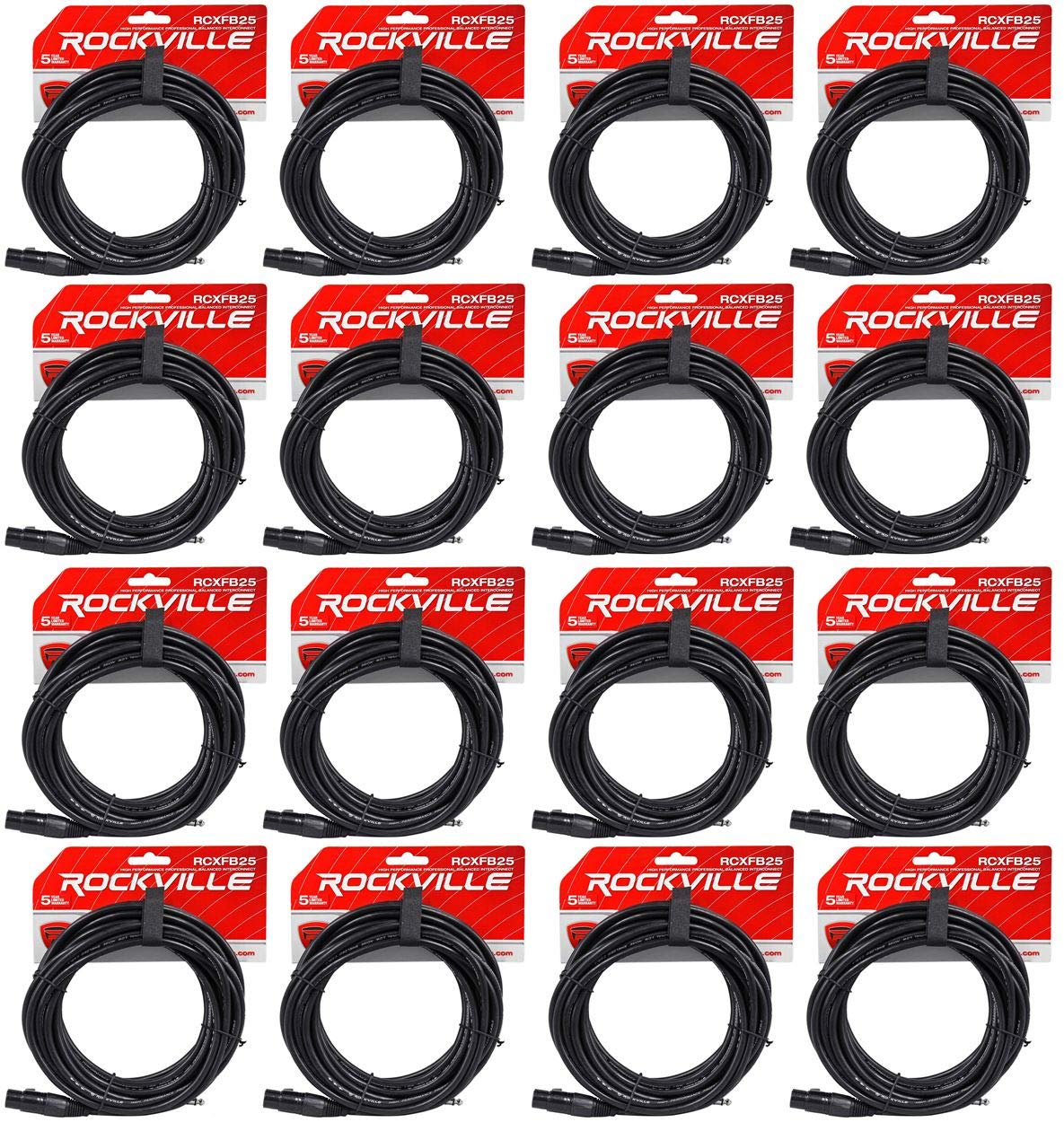 Rockville (16 RCXFB25B 25' Female REAN XLR to 1/4'' TRS Cables Black 100% Copper