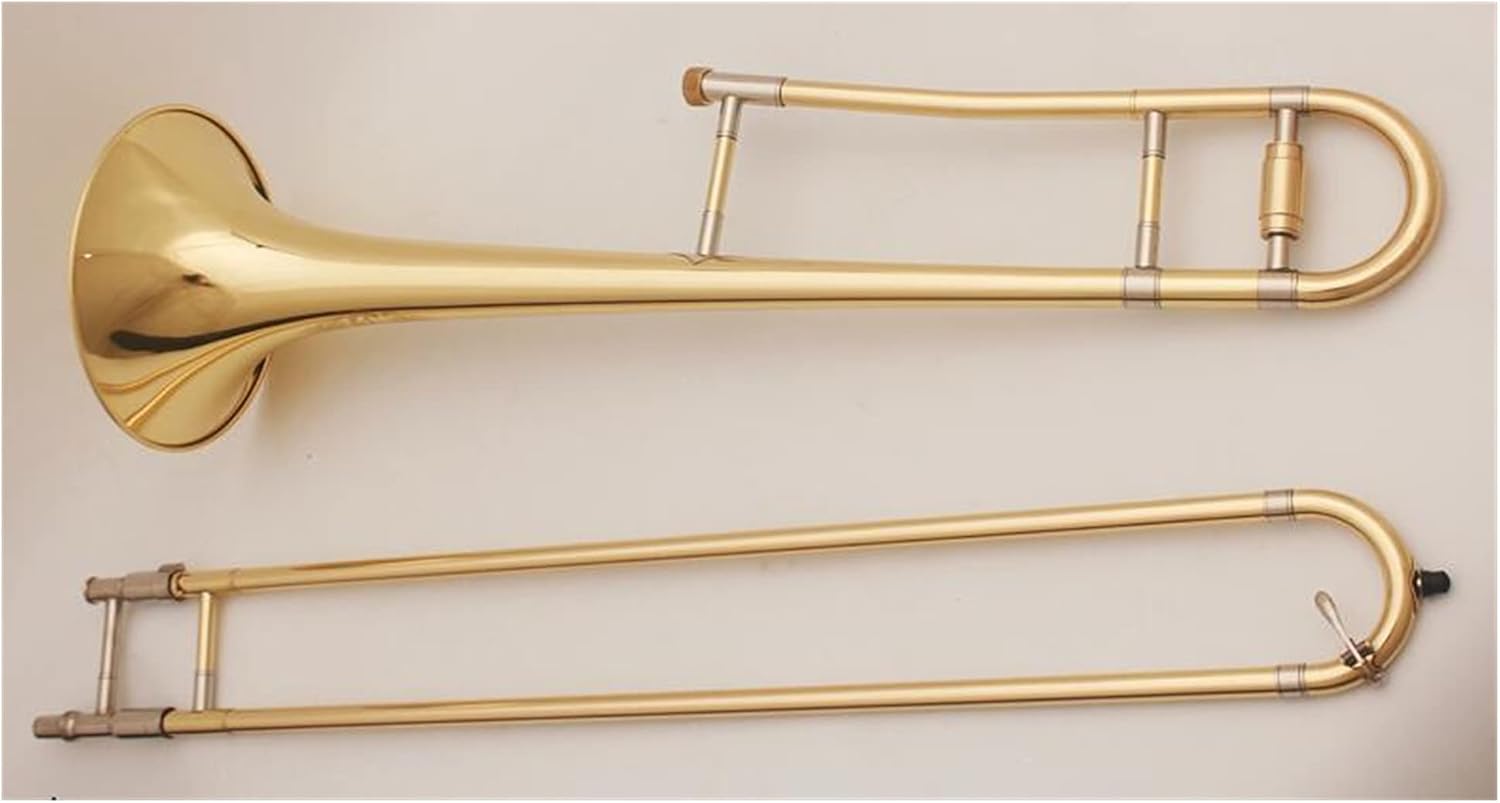 Student Trombone Professional Tenor Trombone B Flat Tenor Trombone Brass Lacquered Gold Playing Brass Instrument with Accessories Trombone Kit (Color : Tenor Trombone)