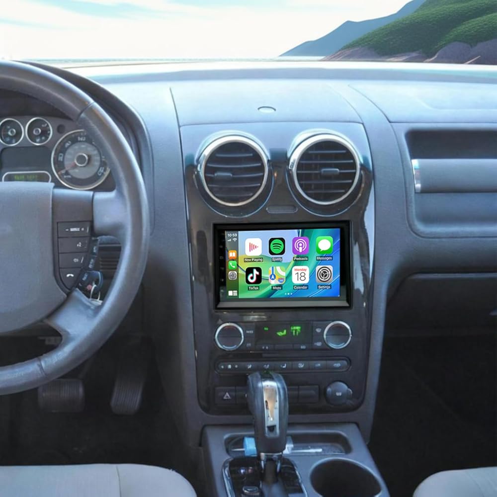 Double Din Car Stereo Radio for Ford Taurus 2008 2009,7Inch Touch Screen Head Unit - 4G+64G Car Audio Receiver with Carplay/Android Auto,Built-in GPS Bluetooth WiFi FM RDS DSP SWC + Backup Camera