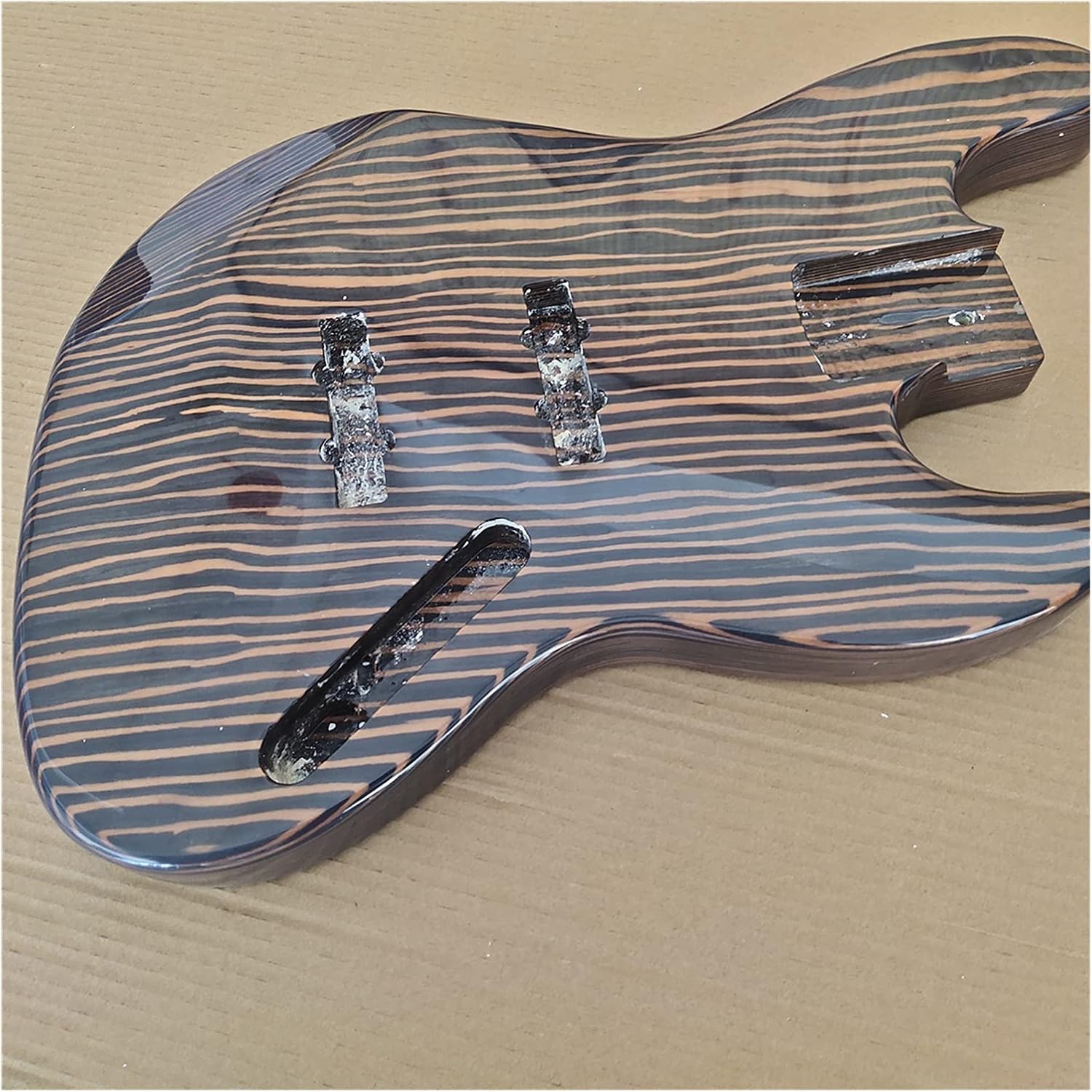 DIY Guitar Kits Finished Zebra Pattern Wood Bass Guitar Body Gloss
