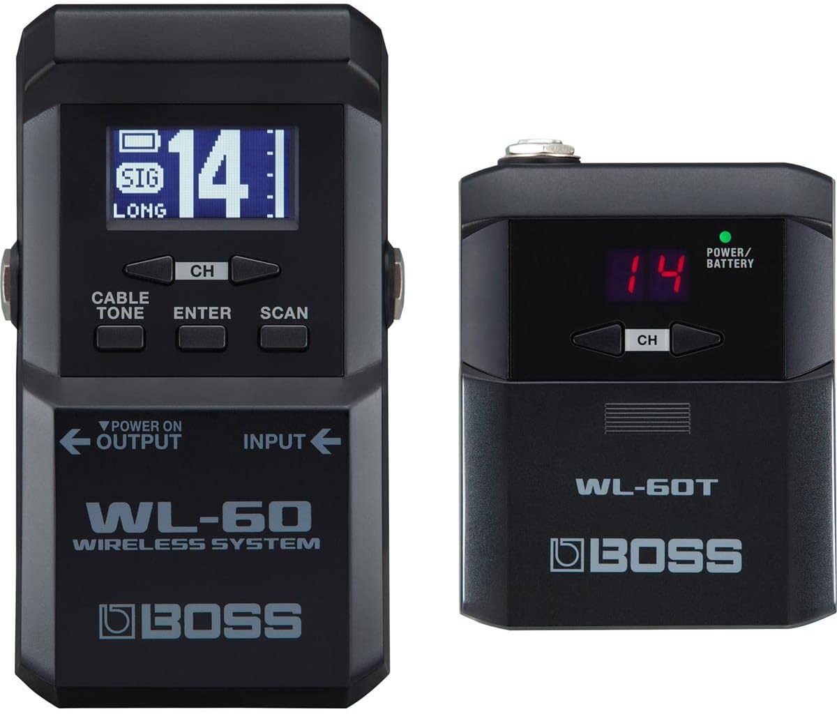 BOSS WL-60 Wireless Guitar System with Bodypack Transmitter and Stompbox-size Receiver (WL-60), Black