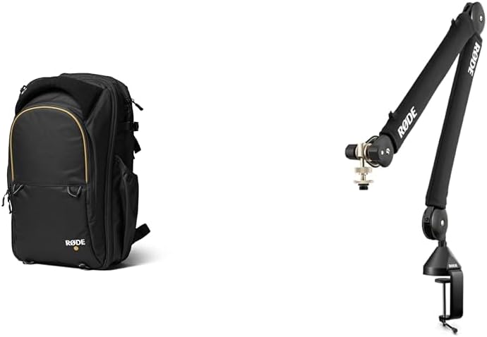 RØDE Backpack for RØDECaster Pro II, Laptop, Microphones, Arms and Accessories Bundle with PSA1+ Professional Studio Arm