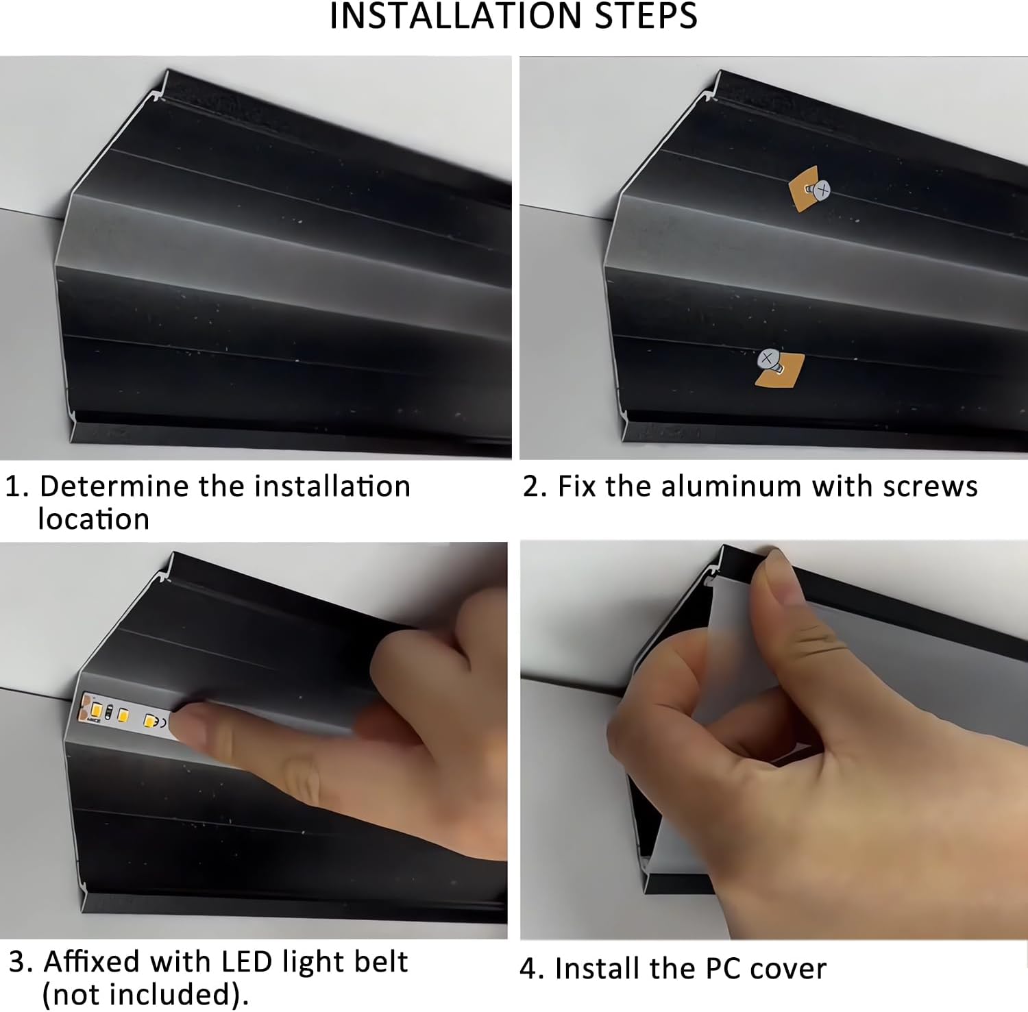 JARBIH 5PACK Led Aluminum Profile for Ceiling Wall Decoration, 1M/3.3ft 6cmx6cm Top Corner Strip Line Luminous Ceiling Free Lamp Internal Channel Linear for Living Room Home(Black)