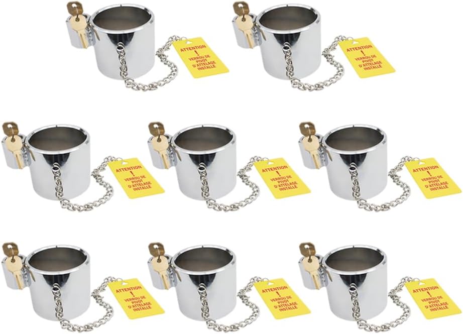 Mytee Products 8 Pack Heavy-Duty Steel King Pin Lock for Fifth Wheel, Keyed Alike - 5th Wheel Hitch King Pink Lock Anti Theft Compatibility for RVs, Semi Trailers, Boats, Camping with Warning Tag