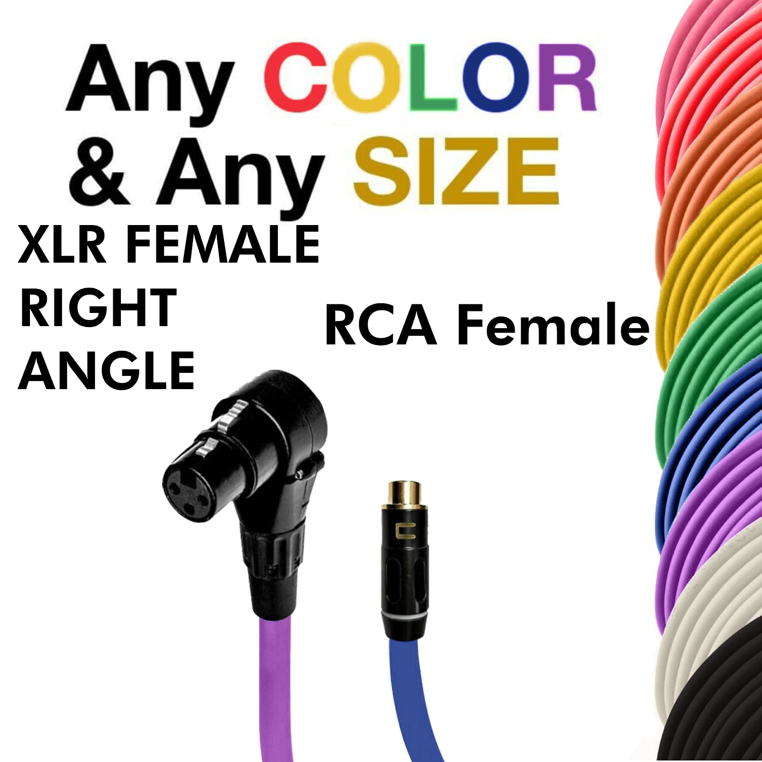 COLUBER CABLE Right Angle XLR Female to RCA Female - 200 Feet - Blue - Pro 3-Pin Microphone Connector for Powered Speakers, Audio Interface or Mixer for Live Performance & Recording