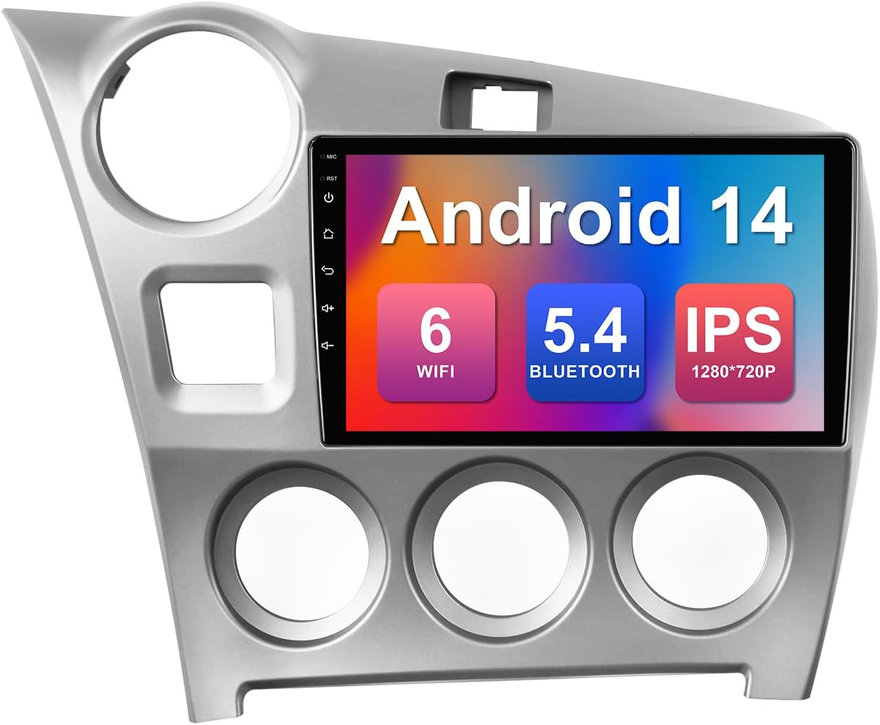 2+64G 9-inch Android 14 Car Stereo for Toyota Matrix 2009-2014 IPS Touchscreen Screen Car Radio with WiFi 6 Carplay & Android Auto Support Backup Camera GPS FM Navi Bluetooth 5.4 SWC