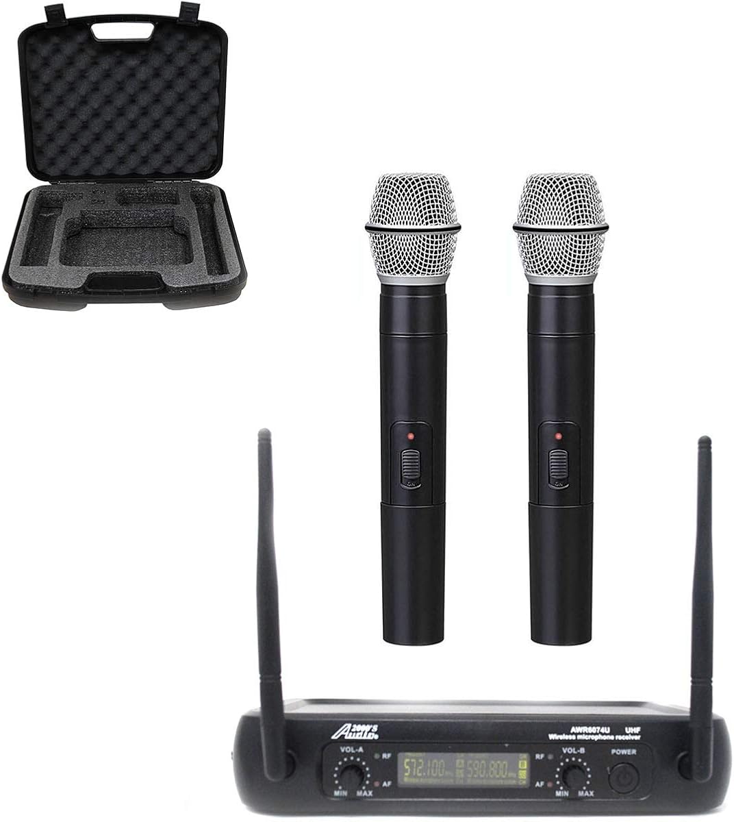 Audio2000s AWM6074 UHF Dual Channel Wireless Microphone System (2 Handheld)