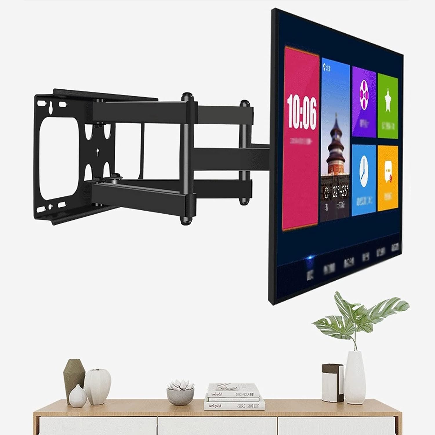 TV Mount Bracket Full Motion TV Wall Mount Bracket Universal Articulating Arms Swivels Tilts Extension Rotation TV Mount for Most 50