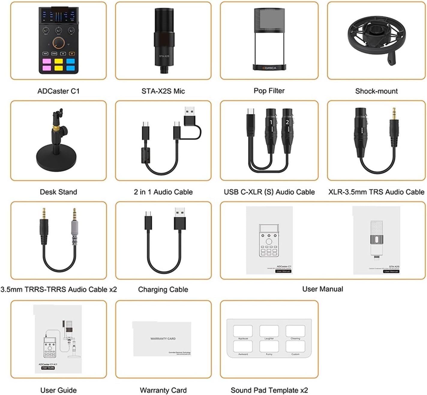 Sound Card Kit AD Sound Card Kit with Voice Changer USB Interface External Mic Adapter Soundcard Mixer Studio Setup for Recording Music
