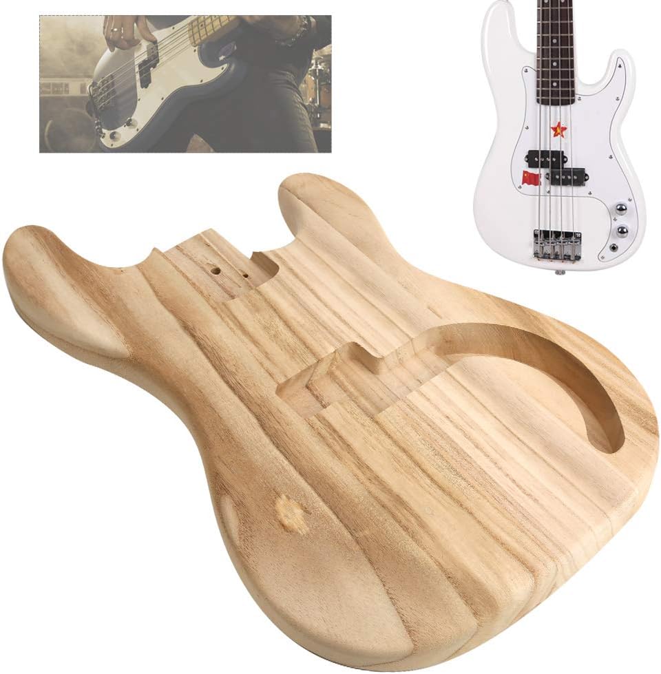 Style Bass Body for DIY Electric Guitar, Unfinished Maple Guitar Body, Pre - Drilled Holes for Easy Assembly, High - Quality Chinese Red Maple Material, Perfect for Custom Paint