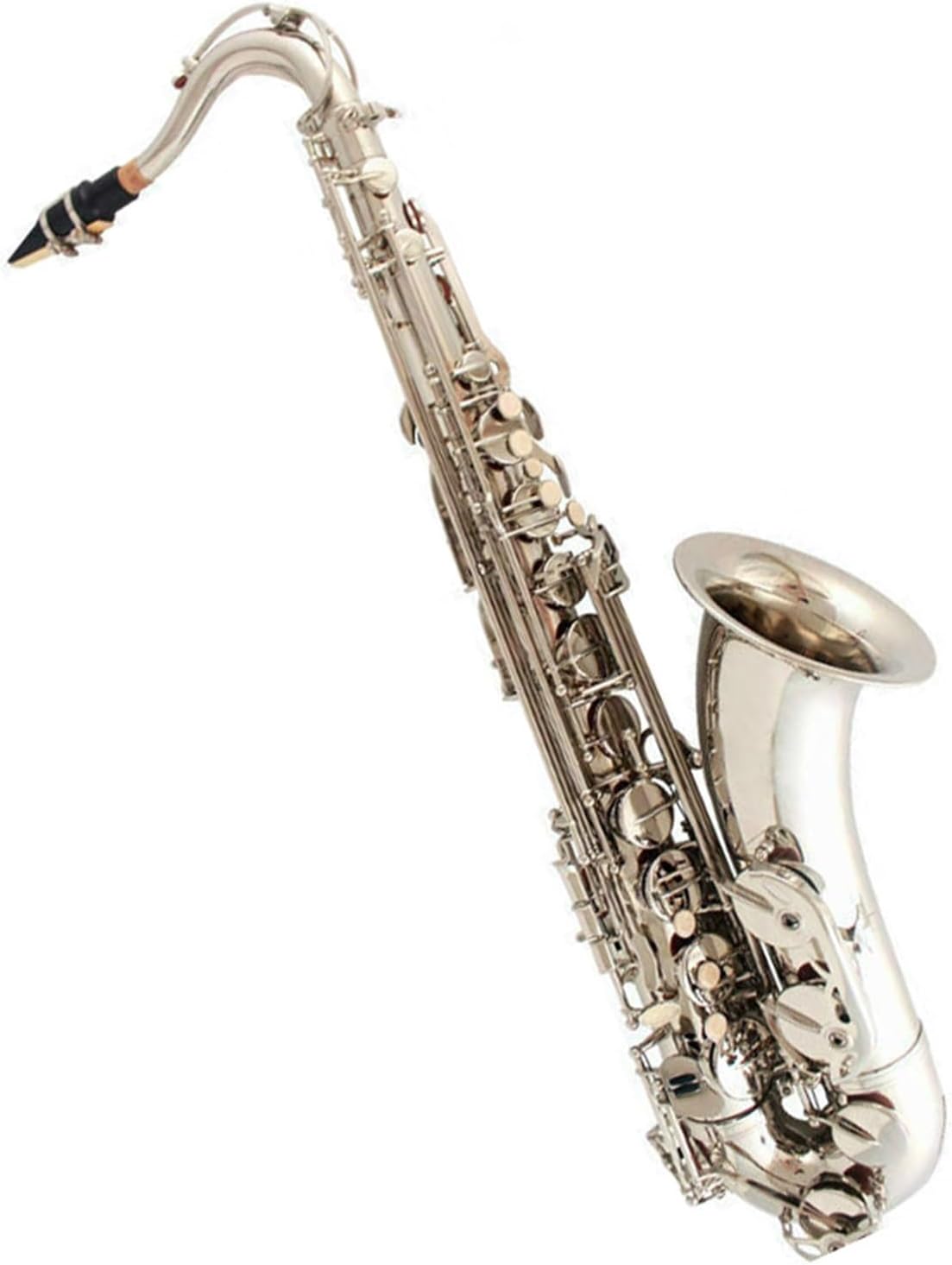 Saxophone B-flat Tenor Wind Instrument For Beginners To Play Electroplated White Nickel Body Carving