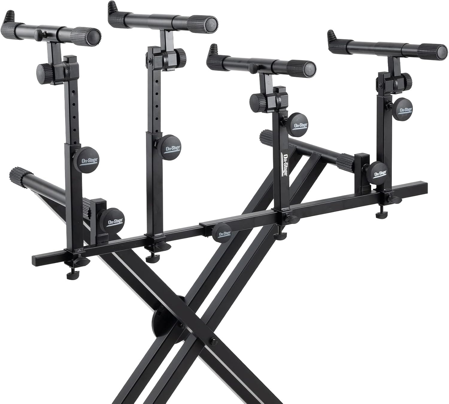 On-Stage KSA8500 Deluxe Keyboard Tier (Multi-Level Keyboard Support for Stacking Digital Pianos, MIDI Controllers, Synthesizers&Organs, Up to 66LBs, Adjustable Arm, Fits X-Style Stands, Black)