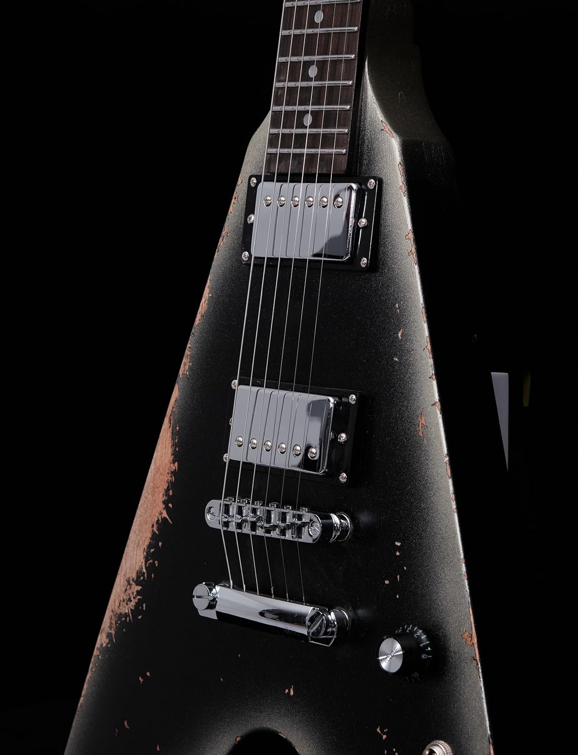 KGD Relic V Electric Guitar,Mahogany Body and Neck,Rosewood Fingerboard,Bone Nut,6-String Relic Heavy Metal Guitar,Professional/Electric Guitars for Adults