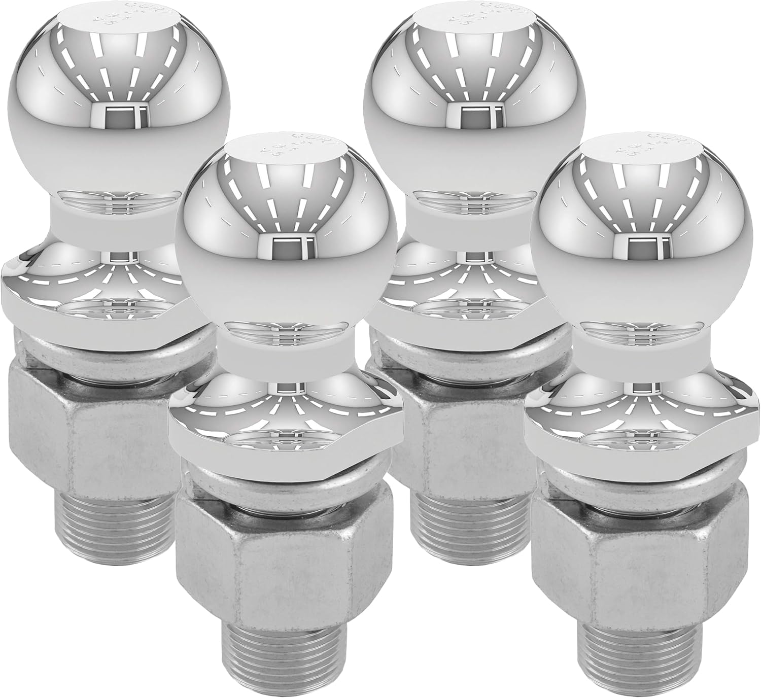 CURT 40069 Chrome Trailer Hitch Ball, 10,000 lbs, 2-Inch Diameter, 1-1/4 x 2-5/8-Inch Shank (Pack of 4)