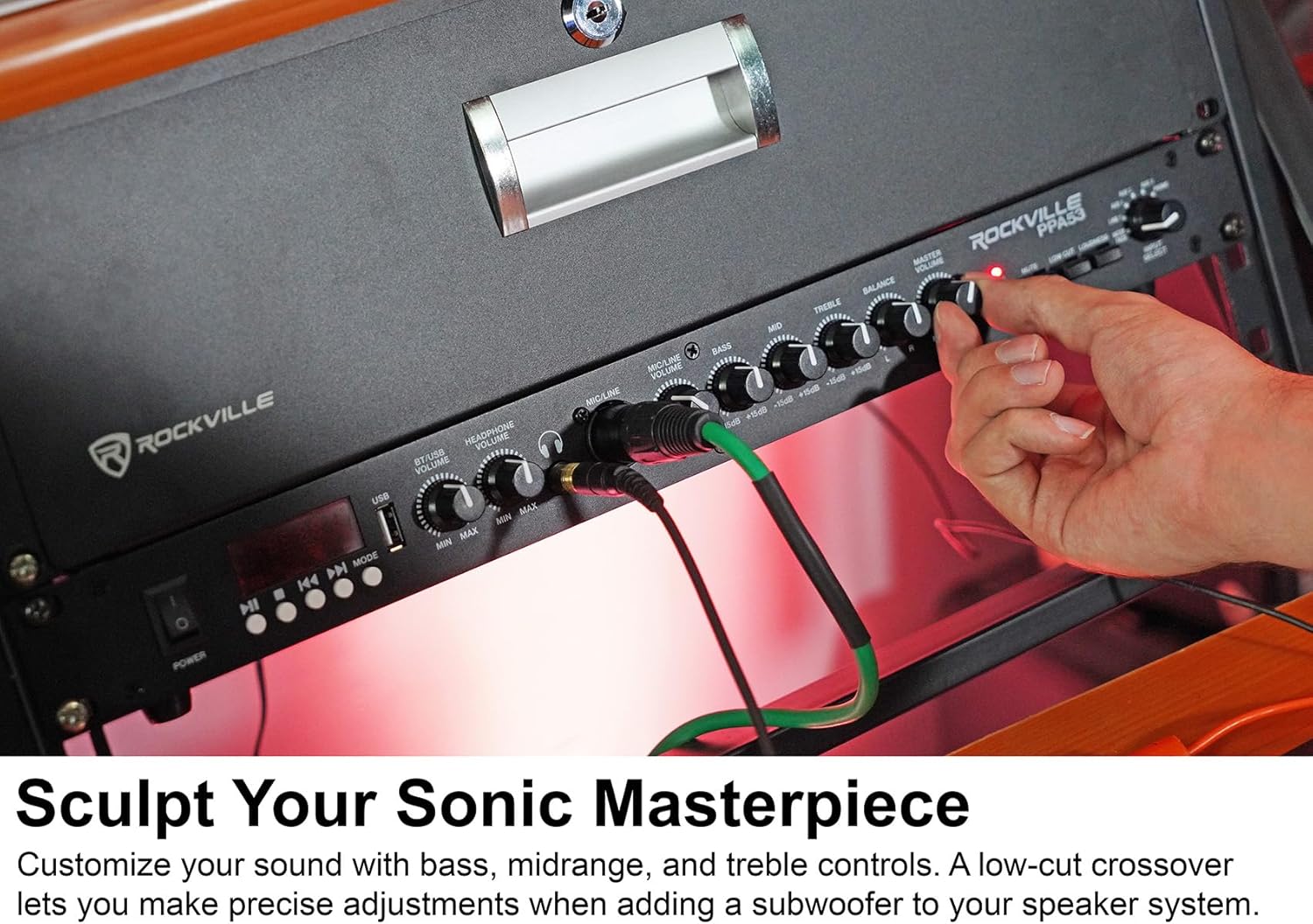 Rockville Bundle: Rockville PPA53 Preamp Pro 1U Pre-Amplifier w/Bluetooth/USB/Computer Interface Bundle with Rockville PRO-M50 Studio Headphones w/Detachable Coil Cable (2 Items)