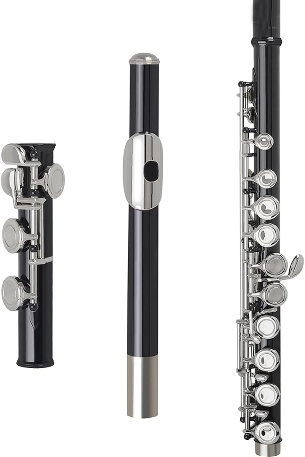 Silver Key Cupronickel Flute 16 Holes Closed Hole C Tone Black Flute Woodwind Instrument with Case Student Flute