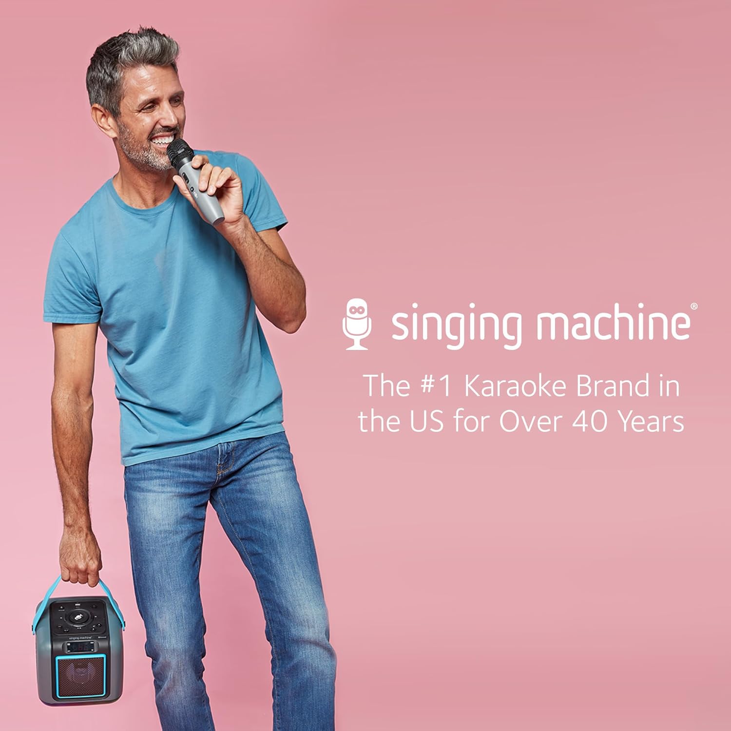 Singing Machine Karaoke System for Adults & Kids with Wireless Microphone, Cube Mini - Rechargeable Battery Karaoke Speaker with Multi-Colored Lights, Bluetooth, 22 Voice Effects & Lead Vocal Removal