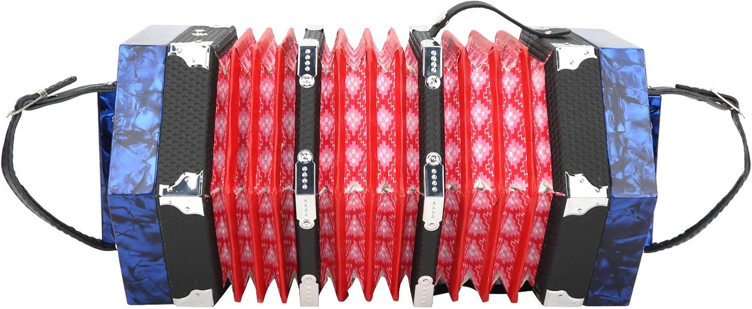 Pilipane Concertina Accordion Professional Portable Musical Instrument with Carrying Bag Solid Wood Leather Construction Elegant Design for Adults Beginners Performers 18 x 17 x 17cm (Royal Blue)