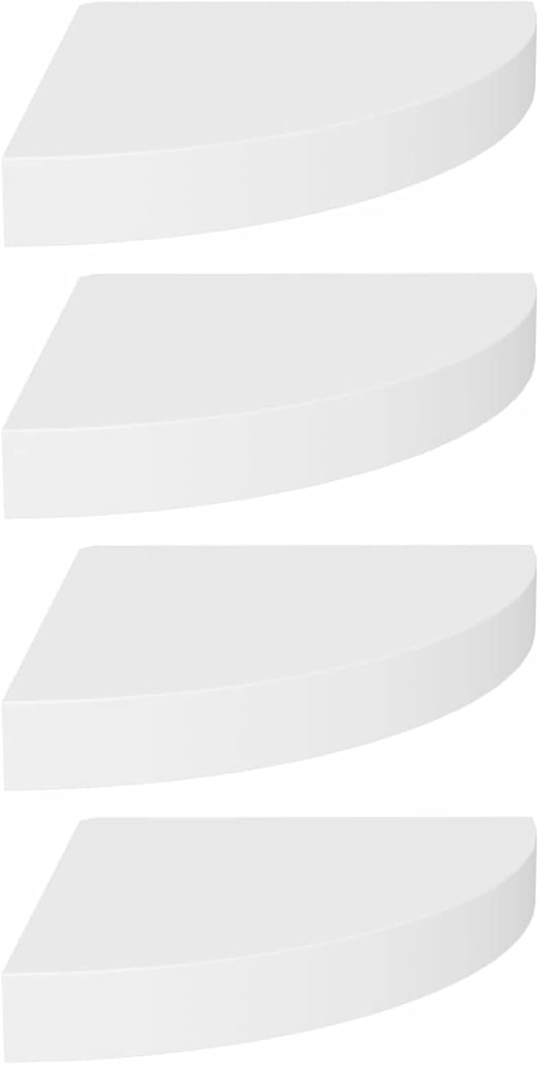 4 Pcs Floating Corner Shelf White 9.8