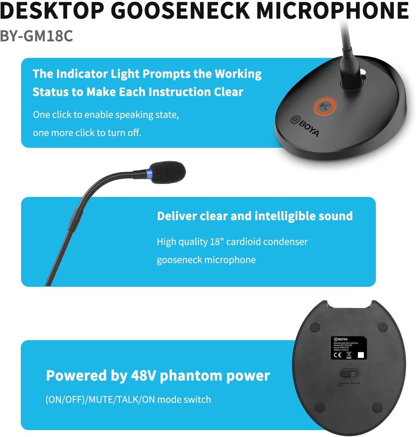 BOYA Desktop Gooseneck Condenser Microphone 18